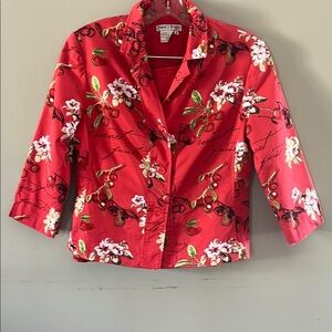 Vintage  Red Floral and Cherry lined blazer and skirt ❤️